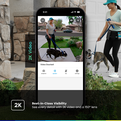 Chamberlain Video Doorbell MYQ-D49TXXB Best-in-class Visibility See every detail with 2K video